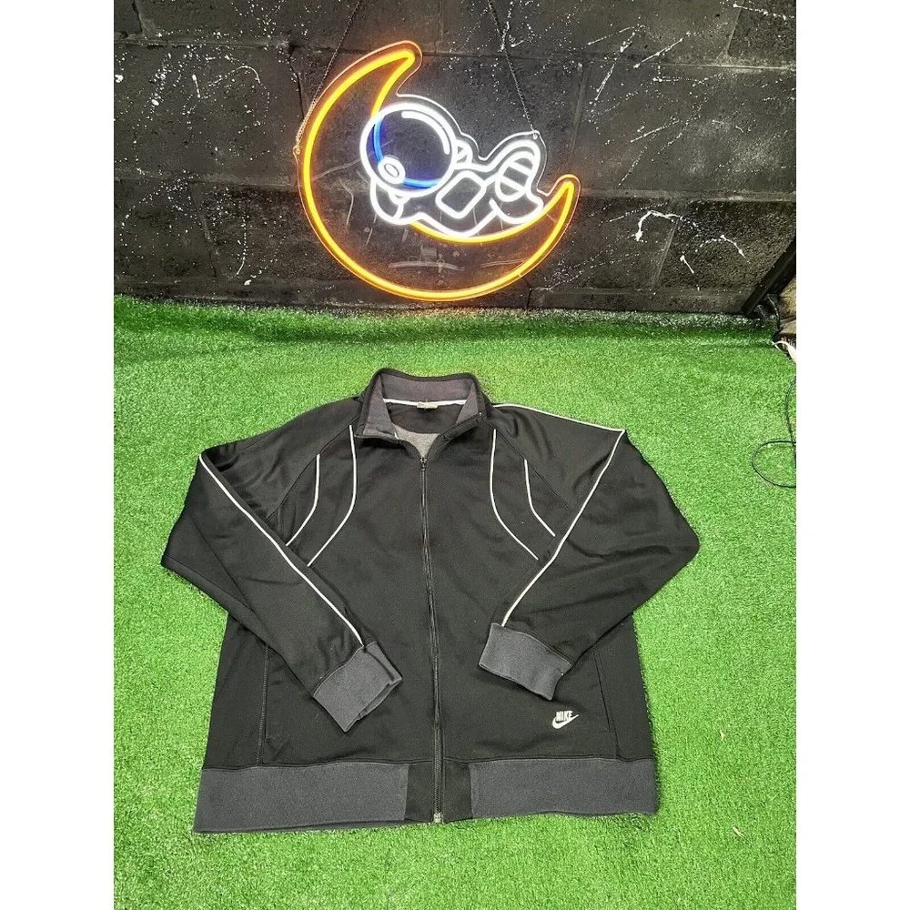 Vintage Nike Y2k Black Full Zip Up Track Jacket mens size X-Large‎